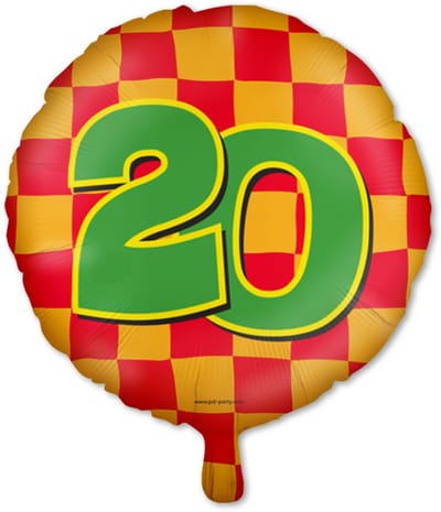 LUQ – Folie Ballon Happy Party 20 Jaar – Veelkleurig Design – Luxe Verjaardag Decor – Feest Versiering – Helium Ready