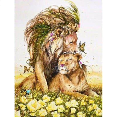 Volledige ronde boor DIY diamant borduurwerk leeuwen 5D diamant schilderij strass mozaïek decor 20X30CM beige