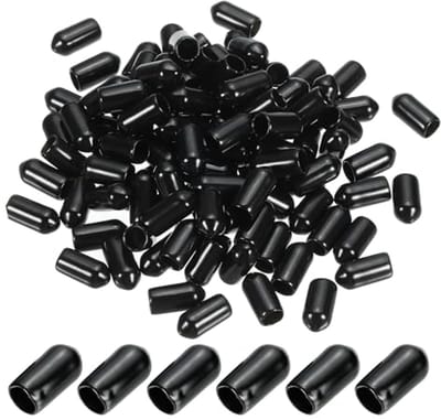 Zwarte 6 mm Flexibele Rubber Eindkappen - 150 Stuks voor Bescherming van Schroeven en Draad