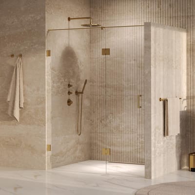 Brauer Void - Nisdeur - 2-Delig - Helder Glas - 150 x 200 cm - Omkeerbaar - met Draaideur 70 cm - Aan Glas - incl. Glascoating - PVD Goud