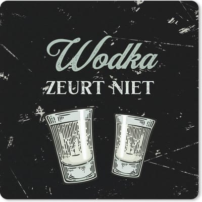 Muismat 20x20 cm - Mousepad Wodka - Shotglaasjes - Vintage - Muismatten - Cadeau voor vrouw - Cadeau voor man