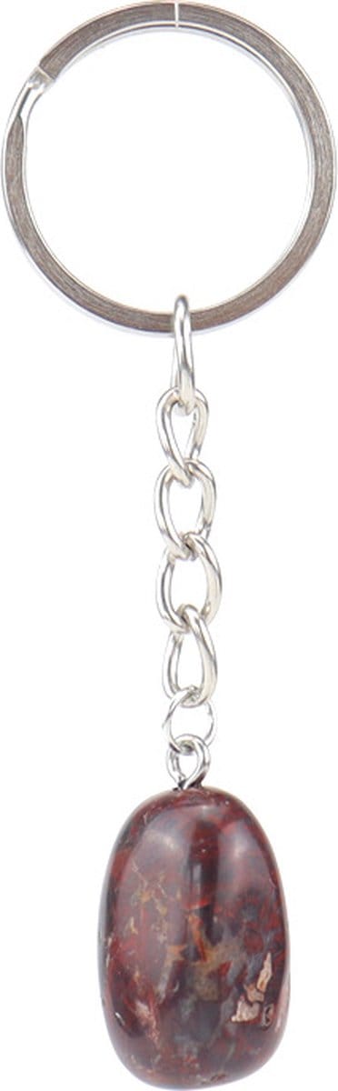 Bixorp Gems Rode Natuursteen Sleutelhanger - Edelstenen Sleutel Hanger - Roestvrij Staal / Stainless Steel