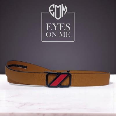 Camel Topgrain leren riem zonder gaatjes met automatische gesp voor heren (Model 8021-CAM)