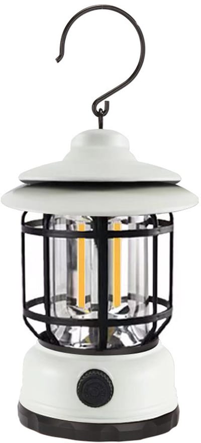 ZVD Retro Campinglamp met Ophanghaak - LED Stormlantaarn Oplaadbaar - Sfeerlicht voor Tent & Tuin - Draagbaar - Wit