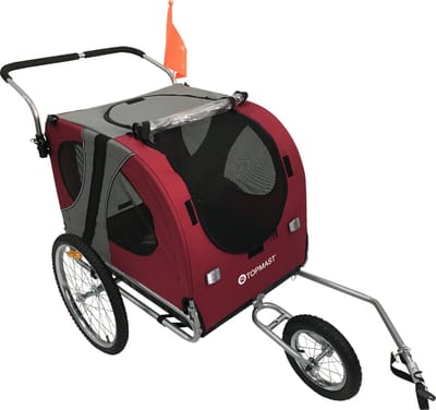 Topmast Easy Flow Hondenfietskar - Met Jogger Functie - Opvouwbaar - Rood - Large