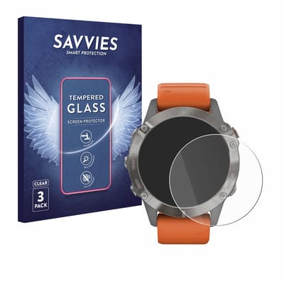 Savvies - Glas Screenprotector voor Garmin Fenix 6 / 6 Pro / 6 Pro Solar - Gehard Beschermglas 9H 3 Stuks