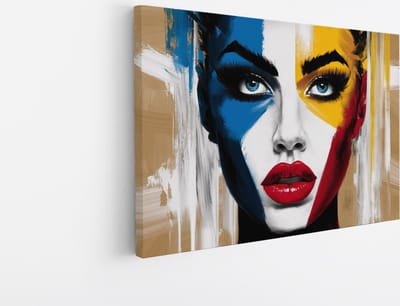 Saammp Canvas Schilderij - Vrouw - Rood - Geel - 30x20 - Foto op canvas - Wanddecoratie - Muurdecoratie Woonkamer - Slaapkamer decoratie - Canvas Print