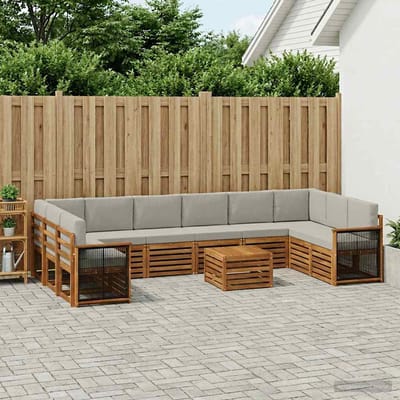 vidaXL - Buiten - bank - set - 8 - st - Naturel - en - lichtgrijs