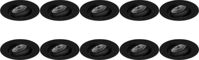 Spot Armatuur 10 Pack - Pragmi Alpin Pro - GU10 Inbouwspot - Rond - Zwart - Aluminium - Kantelbaar - Ø92mm