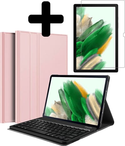 Hoesje - Geschikt voor Samsung Galaxy Tab A8 - Met Screenprotector - Toetsenbord Case - Keyboard Book Cover - Hoes - Rosé goud