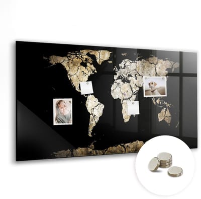 Tulup Glassboards - Wereldkaart van droogte Magneetbord - 120 cm x 60 cm - Veelkleurig Memo Magneetbord - Gratis 5 Sterke Magneten - Stylish Memo Board - Magneetbord Foto - Memobord Glas - Planning Muur - Memobord Magnetisch