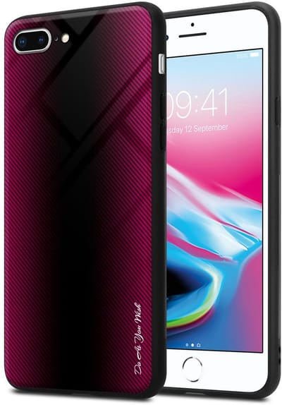 Cadorabo Hoesje geschikt voor Apple iPhone 7 PLUS / 7S PLUS / 8 PLUS in PAARS ROZE - Beschermhoes gemaakt van TPU silicone Case Cover en achterkant van gehard glas