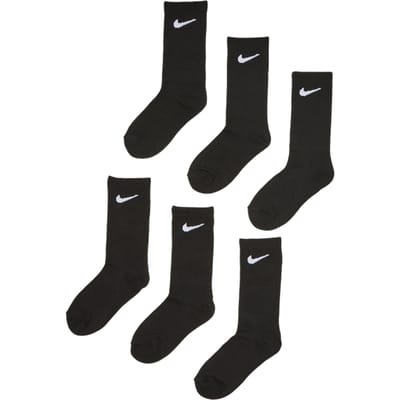 Nike Kids Crew 6 Pack Sokken Unisex - Zwart - Maat 27 - 35 - Katoen