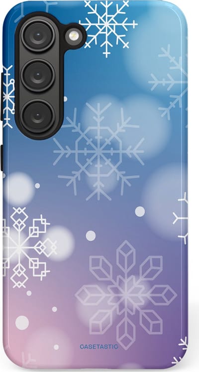 Casetastic hoesje geschikt voor Samsung Galaxy S23 - Dubbellaagse bescherming - Winterse Sneeuwvlokken - Fashion Case - Lichtblauw Lavendel Lichtgrijs Lichtroze
