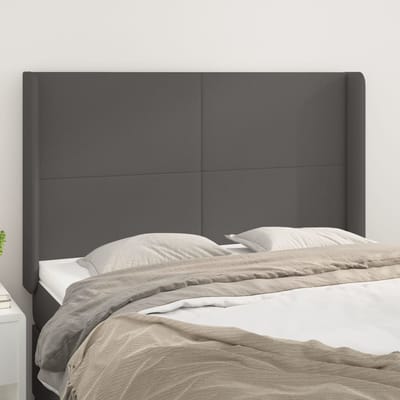 vidaXL - Hoofdbord - met - randen - 147x16x118/128 - cm - kunstleer - grijs