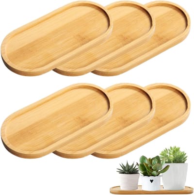 Ovalen Bamboe Dienblad voor Ontbijt, Rectangulaire Keuken Tray, Houten Dienblad voor Borden en Dranken, Ideaal voor Servies en Snacks