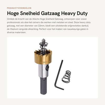 Dailygoods- Gatzaag Heavy Duty - Titanium Plated - Boor - Inbussleutel - Schokbestendig - Diameter 23mm - Openingsdiepte 15mm