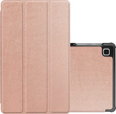 Hoes - Geschikt voor Samsung Galaxy Tab A7 Lite - Dun & Stevig - Trifold Bookcase - Hard Cover - Hardcover Book Case - Tablet Hoesje - Rosé goud