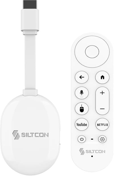 Siltcon® Android TV Box 4K HDR – Streaming Box - 2.4 & 5 GHz WiFi & Bluetooth – TV Stick - 16GB – Geschikt voor Google TV Streamer & Assistant– Upgrade elke TV naar SmartTV - Geschikt voor 3000+ apps! - Wit