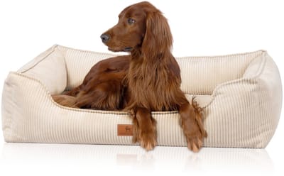 Knuffelwuff orthopedisch hondenbed van ribfluweel met handgeweven uiterlijk Nunavut M-L 85 x 63cm