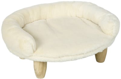 PawHut Honden Sofa - 47 x 40 x 20 cm - Flanellen Zitting + Verhoogd Design - Crème
