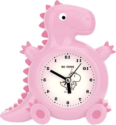 Schattige en Duurzame Dinosaurussen Wekker voor Kinderen, Batterij-aangedreven, Perfect Cadeau voor Jongens en Meisjes, Roze Kleur