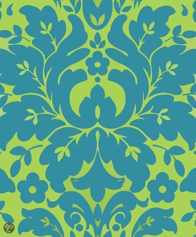 Dutch Wallcoverings Schuimvinylbehang barok groot - Groen/blauw