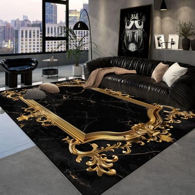 Luxe Zwart Gouden Tapijten Retro Europees Woonkamer Tapijt Hotel Hal Sofa Ruimte Vloermat Hal Kamer Deuropening Grote Kleden 140*200cm
