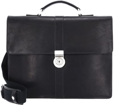 LEONHARD HEYDEN Leren aktetas business tas met laptopvak Bergamo Aktenmappe 1 Fach 6852 Schwarz zwart