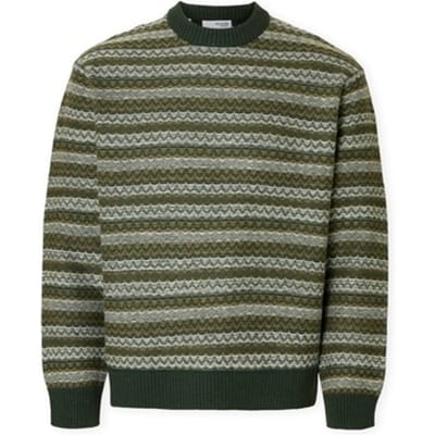 Trui Selected Revy Knit - Deep Forest/Dried Herb
