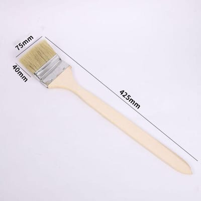 Pinceau coudé à long manche en bois massif pour peinture marine, poils de crinière de porc mélangés, outil de nettoyage pour peinture murale 75cm beige