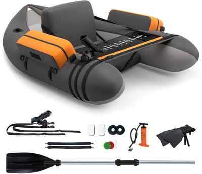 COSTWAY Opblaasbare rubberboot, vissersboot met verstelbare rugleuning, vissersboot met pomp, peddel, riemen, peddelboot voor volwassenen, 150 kg draagvermogen, 135 x 109 x 54cm