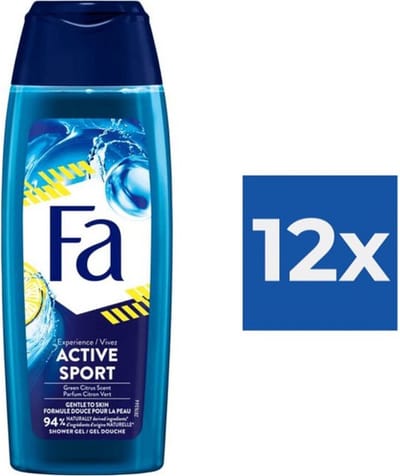 Fa Men - Douchegel - Active Sport - Verfrissend - Green Citrus - 250 ml - Voordeelverpakking - 12 stuks