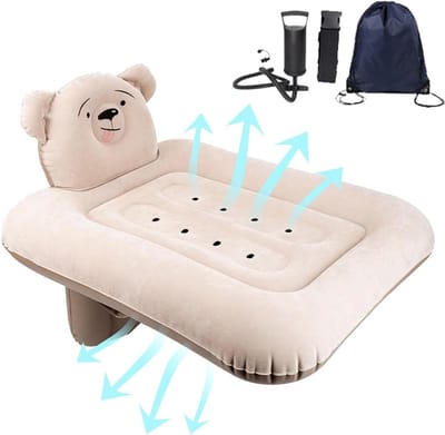 puzzlegame Inflatable Travel Cot for Toddlers, Air Mattress for Car Kids - Inflatable Travel Car Bed,Portable Toddler Travel Airplane Bed Sleeping Mat for Car Seats, Travel, Airplane Seats, Hiking