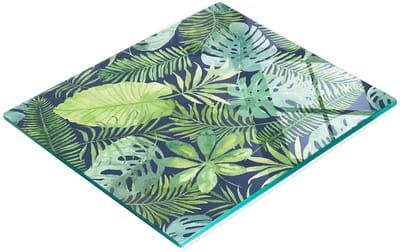 Stijlvol en duurzaam glazen bord met print van tropische bladeren, 60x52 cm