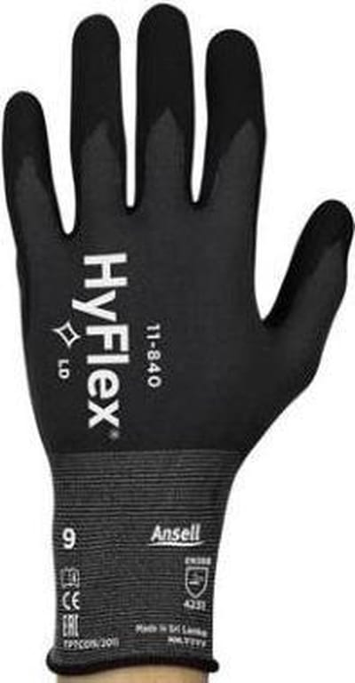 Ansell 11-840 HyFlex handschoen 01080097 - Grijs/Zwart - 7