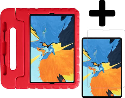 Hoes - Geschikt voor Apple iPad Pro (2020) - 11 inch - Met Screenprotector - Kinderhoes Shockproof Bumper - Kidsproof Case - Tablet Hoesje - Kinder Hoesje Cover - Rood
