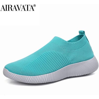 Dames Casual Wandelschoenen Lichtgewicht Ademend Vliegende Geweven Sokken Hardloopschoenen 38 blue