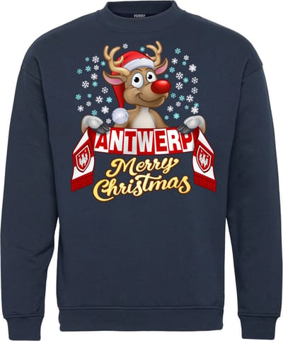 Kersttrui Antwerp | Foute Kersttrui Dames Heren | Kerstcadeau | Antwerp supporter | Navy | maat XS