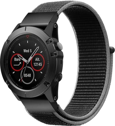 Strap-it Nylon Quickfit smartwatch bandje - geschikt voor Garmin Fenix 5 (Plus) / Fenix 6 (Pro) / Fenix 7 (Pro - Solar - Sapphire) / Fenix 8 - 47mm - charcoal