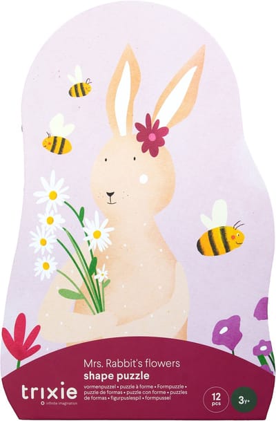 Trixie | Vormenpuzzel - Mrs. Rabbits bloemen - 12 stuks