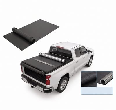 NordHaus Laadbakafdekking voor Pick-up - Tonneau Cover - Oprolbare PVC Afdekhoes - Waterdicht met Aluminium Steunstangen - 1750 x 1670 mm Zwart