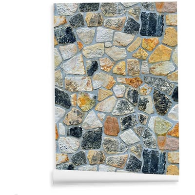 Papier Peint Pierre Simulée 45cmx10m Maison Motif Brique Autocollant Mural Motif Roche Coloré beige