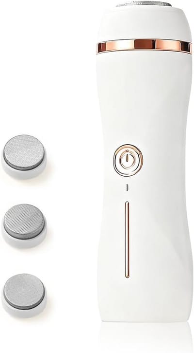 Elektrische Eeltverwijderaar - Voetverzorging Set - Gladde Voeten Krijgen - 3 Metalen Opzetstukken - 12.7 cm Lengte - Ivoor