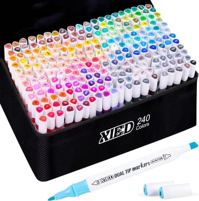 Alcohol Markers - Kleur Alcohol Markers - 240 Kleuren Set - Dual Tip Ontwerp - Sneldrogend - Voor Volwassenen en Kunstliefhebbers
