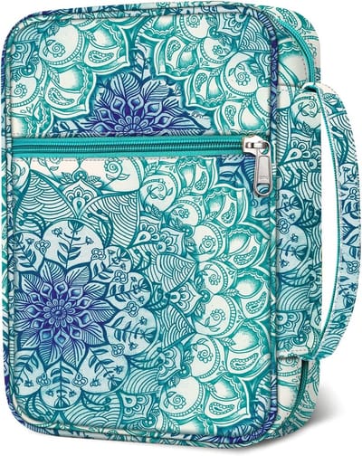 Bijbelhoes met handvat en ritsvak, scheurbestendige tas voor standaardbijbel, ideaal als cadeau voor moeders, kinderen en vrouwen