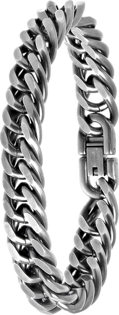 Lucardi Heren Armband gourmetschakel - Staal - Armband - Vaderdag Cadeautje - 21 cm - Zilverkleurig