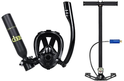 Novari - Mini duiktankset - Duiktankset - Duiken - Duikset - HD volgelaatsmasker - 180° panoramisch zicht - Compact en draagbaar