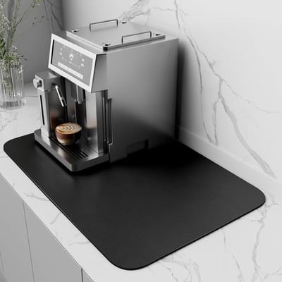 Dailygoods- Afdruipmat Antislip - Droogmat voor Koffiemachine - Sneldrogend - 43x80cm - Zwart - Onderkant met Antislip - Koffiemat