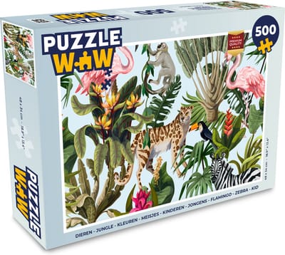 Puzzel Jungle - Dieren - Meisjes - Kinderen - Jongens - Flamingo - Papegaai - Legpuzzel - Puzzel 500 stukjes